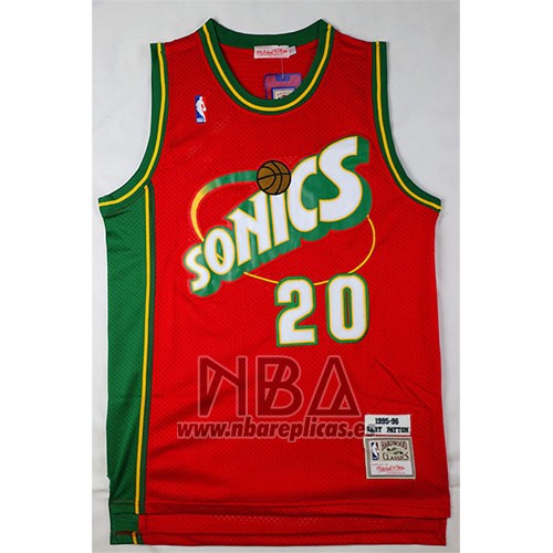 Camiseta Seattle SuperSonics Gary Payton NO 20 Historic Retro Rojo2